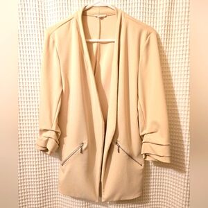 Maurices Women's Cream Blazer with Zipper Pockets